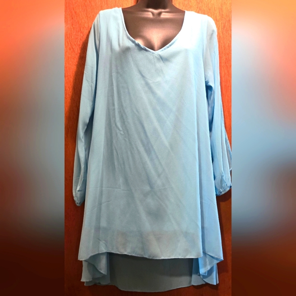 Onayaya sheer lined tunic/dress high/low szL